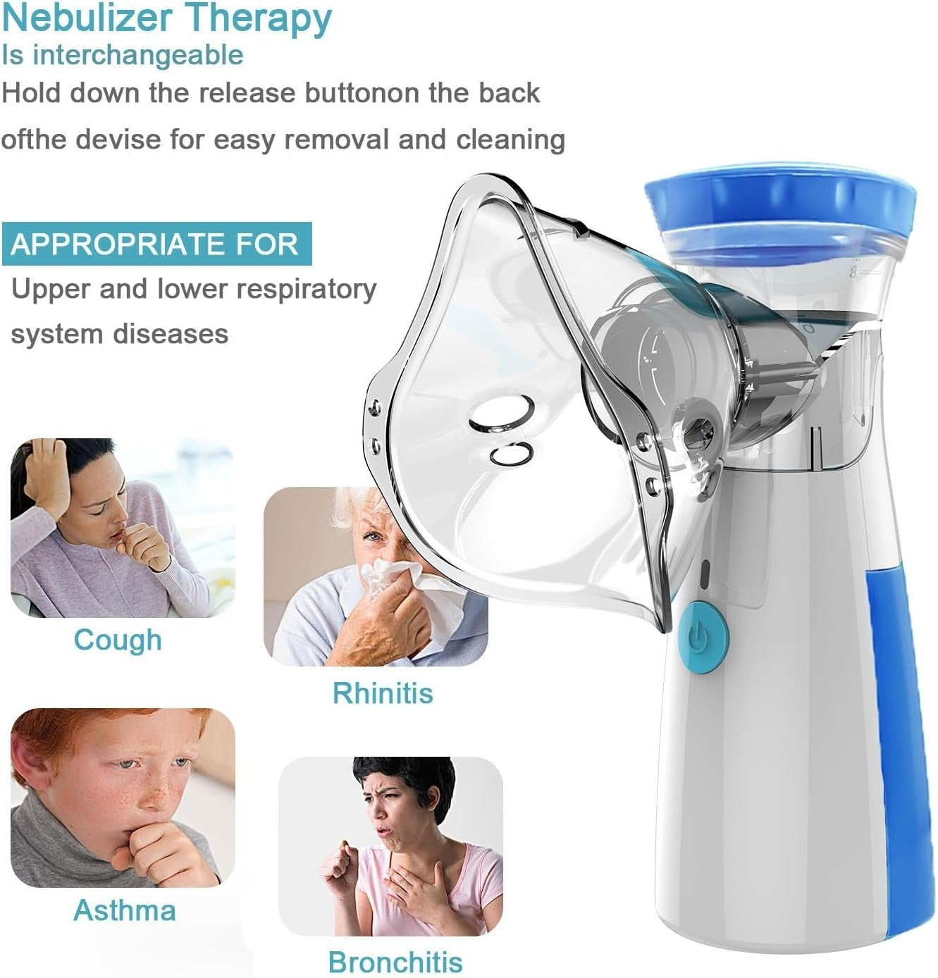 Portable Mesh Nebulizer (Model JSL-WNE02) – Quiet, Handheld Ultrasonic Inhaler for Respiratory Relief, Kids and Adults